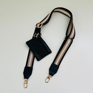 ARTIKL Black Gold Metallic Stripe Wide Adjustable Shoulder Bag Smart Phone Strap